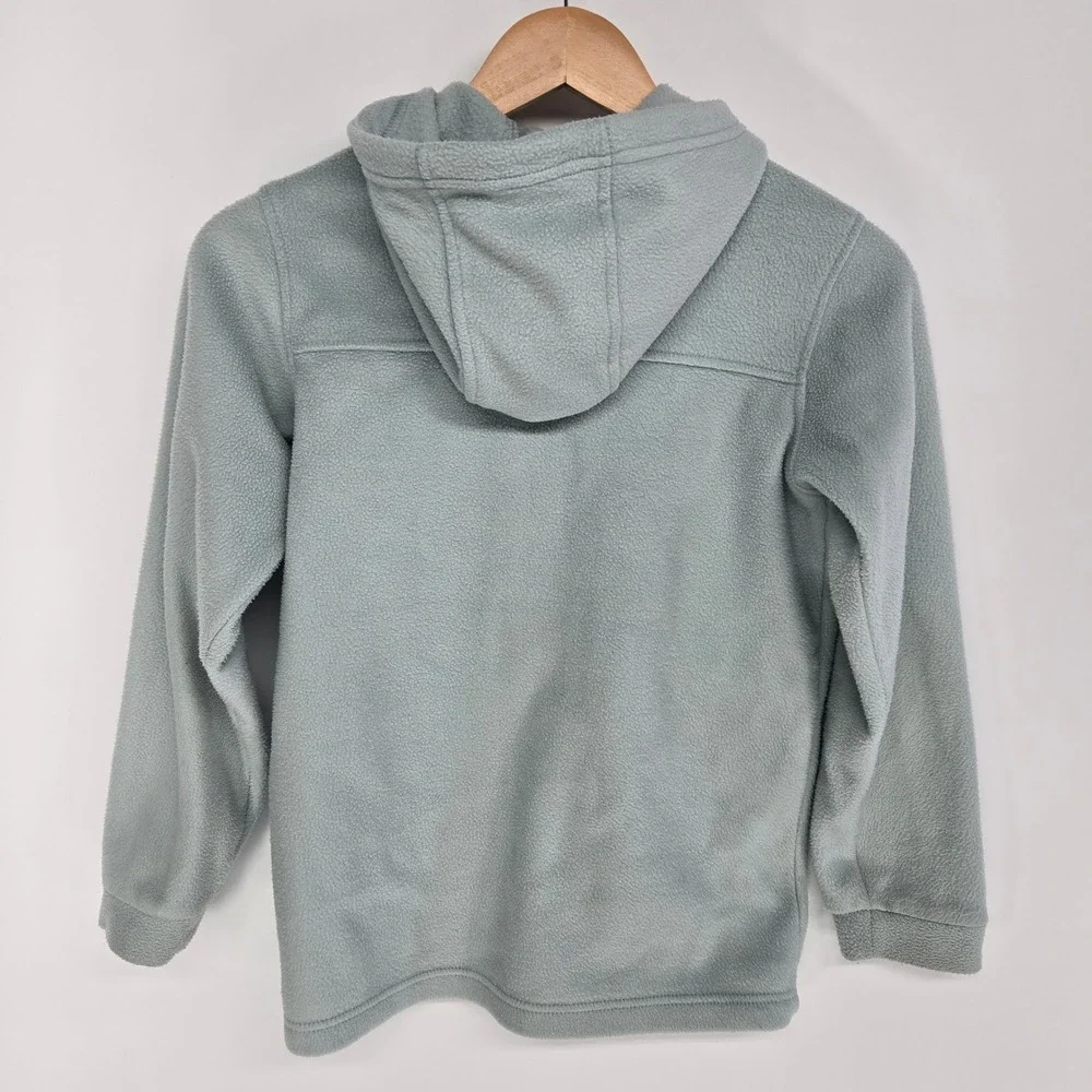 Columbia Fleece Hoodie Kids M 10/12 Sage Green Full Zip Jacket Outdoor Warm Soft